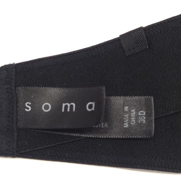 Soma Strapless Bra 36D Pure Black Underwire Full Coverage Multi Way Light Pad - Picture 4 of 5